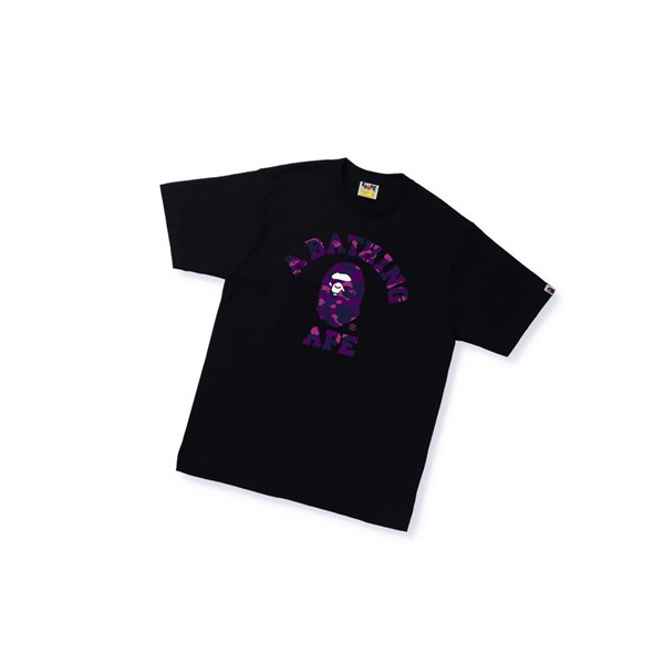 A BATHING APE Bape Color Camo A College Tee Kurzes Sleeve T-shirts Herren Schwarz | 81403KTRP