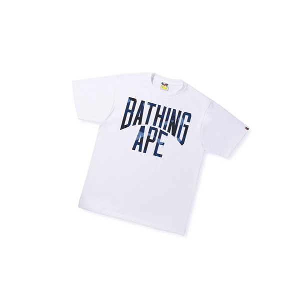A BATHING APE Bape Color Camo A Nyc Logo Tee Kurzes Sleeve T-shirts Herren Weiß | 64503BAHF