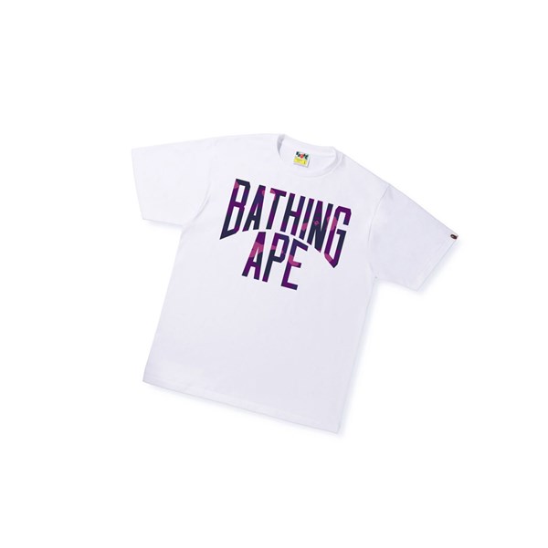 A BATHING APE Bape Color Camo A Nyc Logo Tee Kurzes Sleeve T-shirts Herren Weiß | 65841QJPT