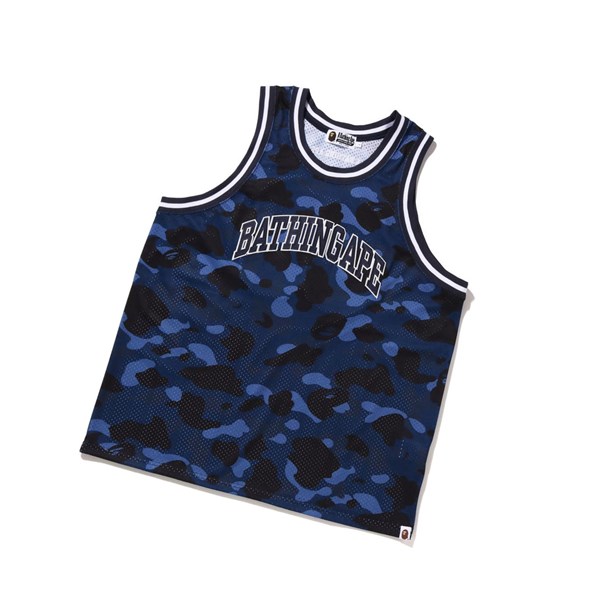 A BATHING APE Bape Color Camo Basketball Tank Top Tank Tops Herren Blau | 67145BUOY