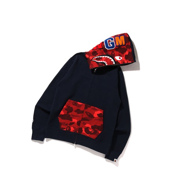 A BATHING APE Bape Color Camo Shark Full Zip Throughs Hoodie Herren Navy Blau | 47298NUKM
