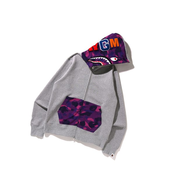 A BATHING APE Bape Color Camo Shark Full Zip Throughs Hoodie Herren Hellgrau | 75913AGVL