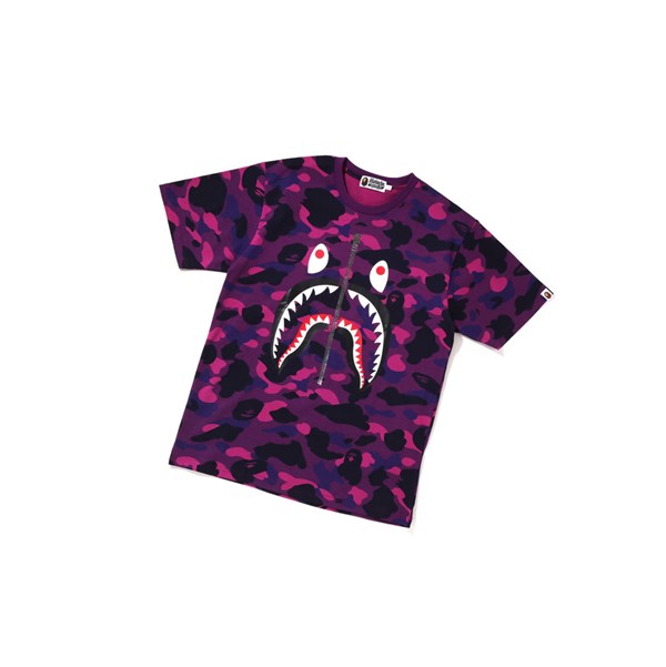 A BATHING APE Bape Color Camo Shark Tee Kurzes Sleeve T-shirts Herren Lila | 12974UNDQ