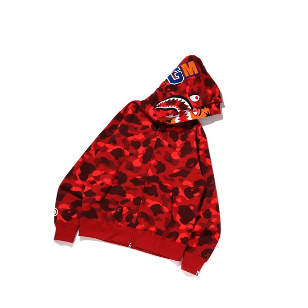 A BATHING APE Bape Color Camo Tiger Shark Weite Full Zip Double Zip Throughs Hoodie Herren Rot | 14758RKTC