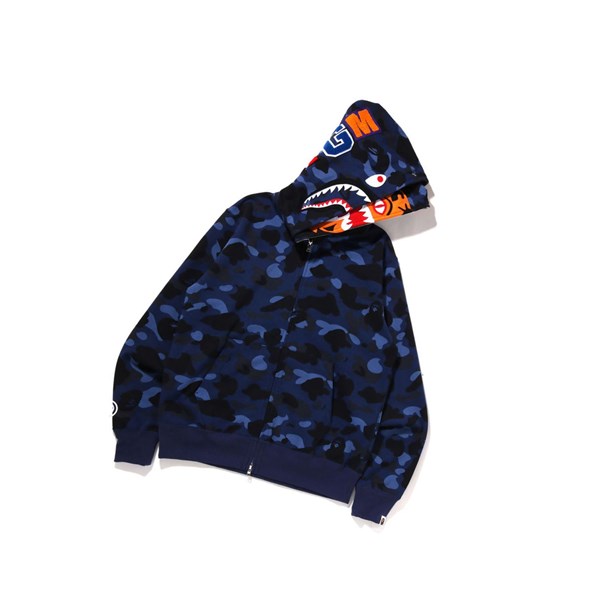 A BATHING APE Bape Color Camo Tiger Shark Weite Full Zip Double Zip Throughs Hoodie Herren Blau | 94317QSMN