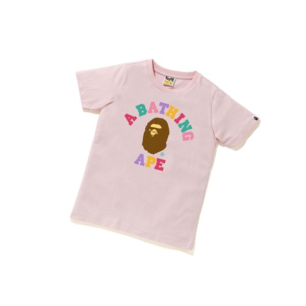 A BATHING APE Bape Colors College Tee Kurzes Sleeve T-shirts Damen Rosa | 75308VYHR