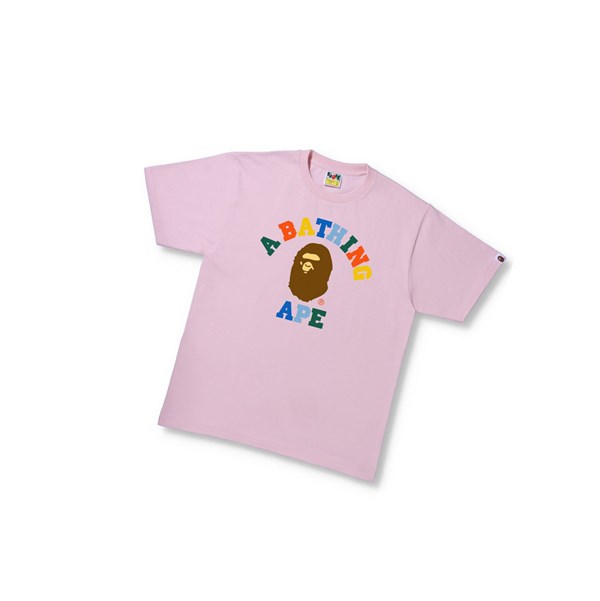 A BATHING APE Bape Colors College Tee Kurzes Sleeve T-shirts Herren Rosa | 89430LAQB