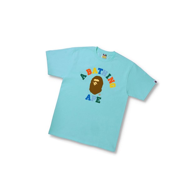 A BATHING APE Bape Colors College Tee Kurzes Sleeve T-shirts Herren Blau | 93875ICPF