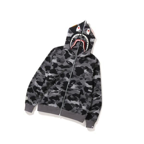 A BATHING APE Bape Grid Camo Shark Full Zip Throughs Hoodie Herren Schwarz | 82740LYHF