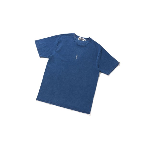 A BATHING APE Bape Kamon Tee Kurzes Sleeve T-shirts Herren Blau | 06741MSNL